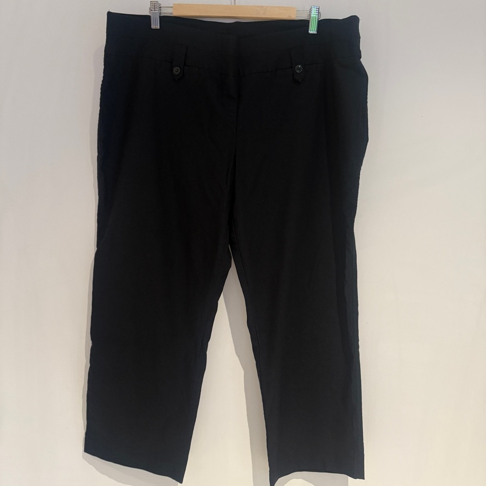 PENNINGTONS Women Black Stretch Straight Leg Pull On Pants Plus Size 24P